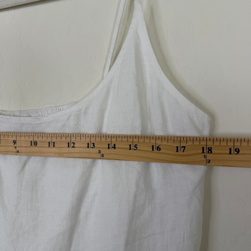 Quince‎ Linen Scoop Neck Midi Sundress White Coastal Beachy Resort Wear Size XL - Picture 11 of 16